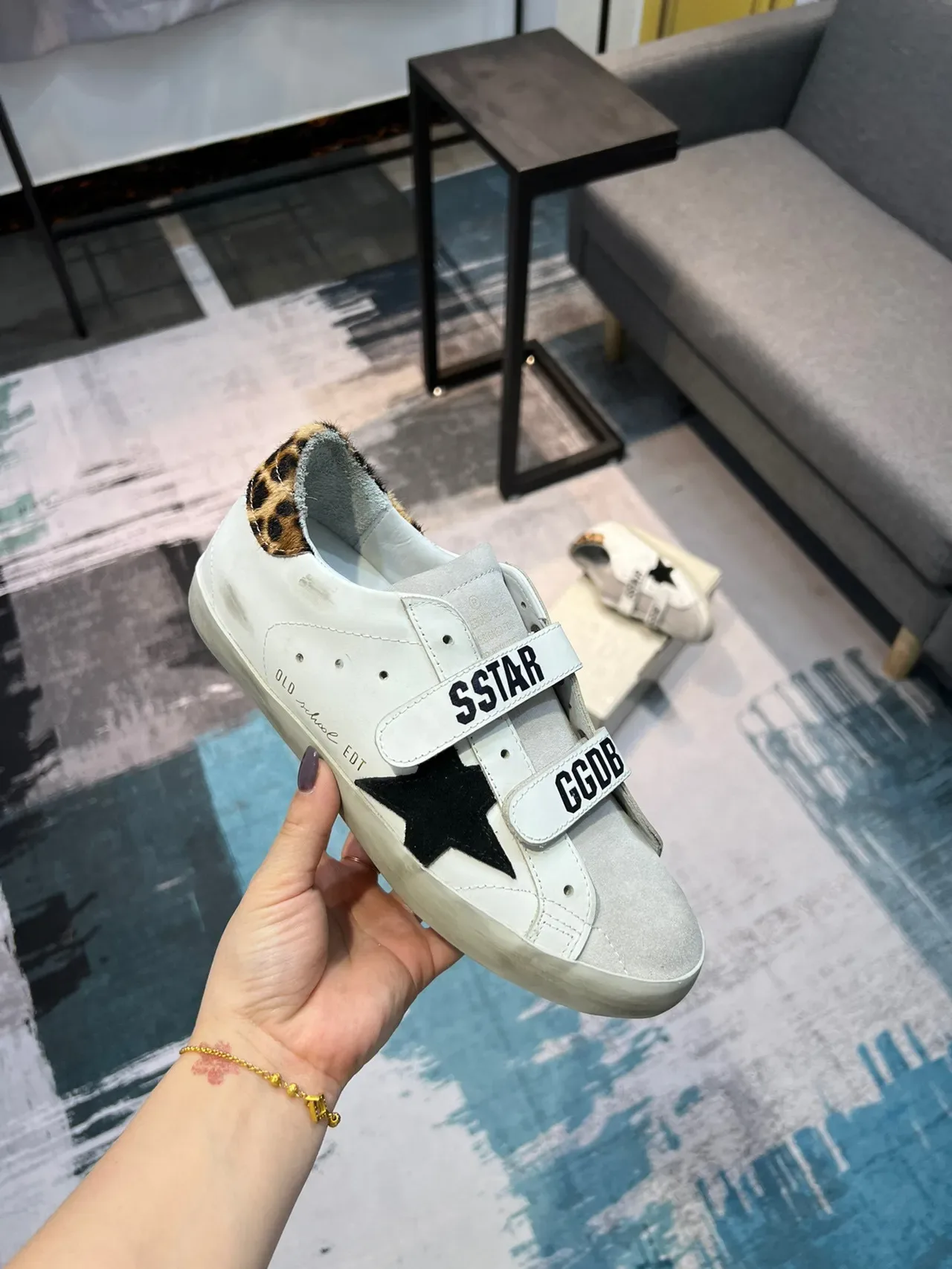 Golden Goose Superstar blanco marrón sin cordones correa Velcro negro estrella aplicación lifestyle zapatillas 6