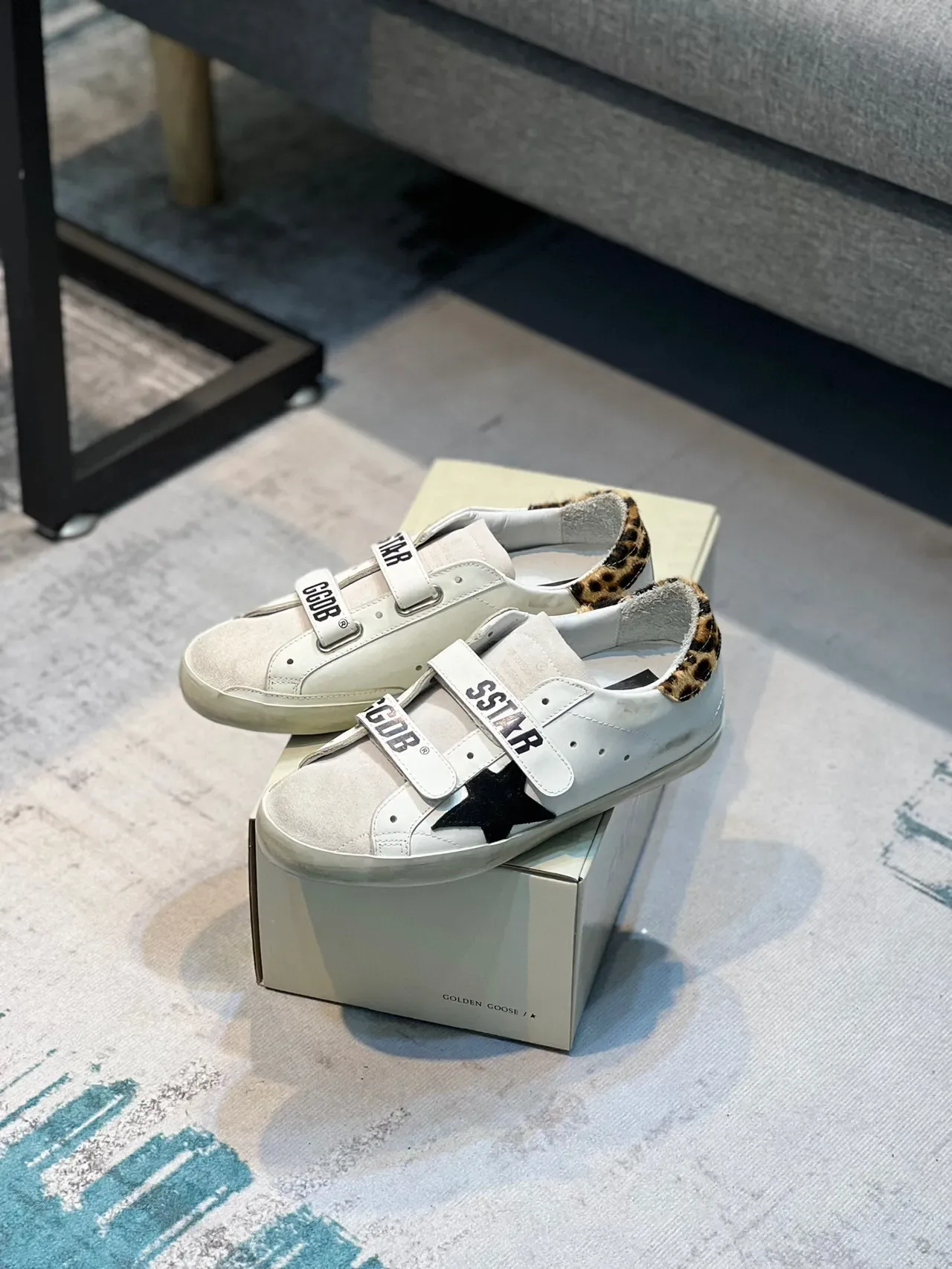 Golden Goose Superstar blanco marrón sin cordones correa Velcro negro estrella aplicación lifestyle zapatillas 7