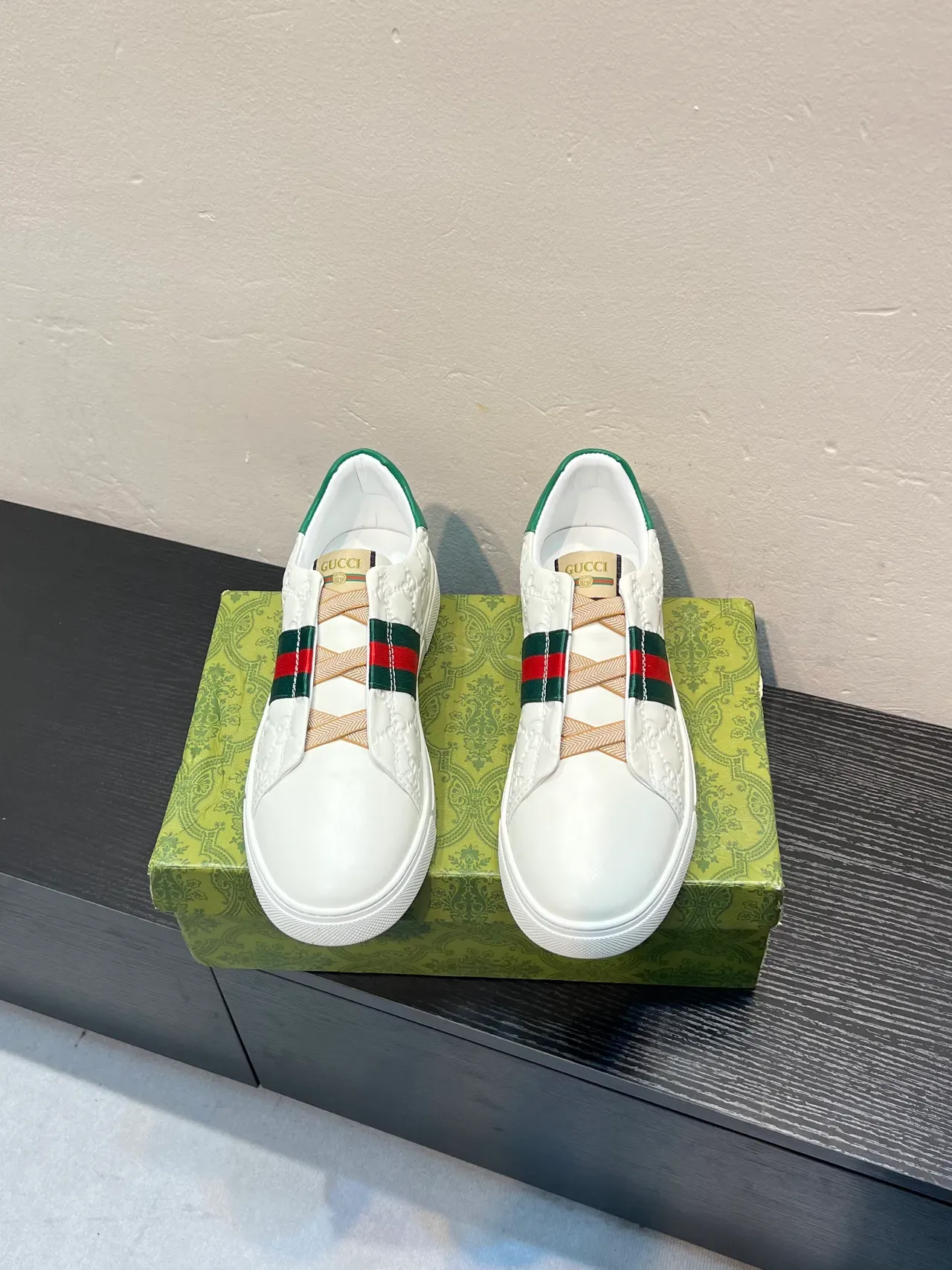 Gucci Ace Embossed GG Web Stripe Slip-On Lifestyle Sneakers 2