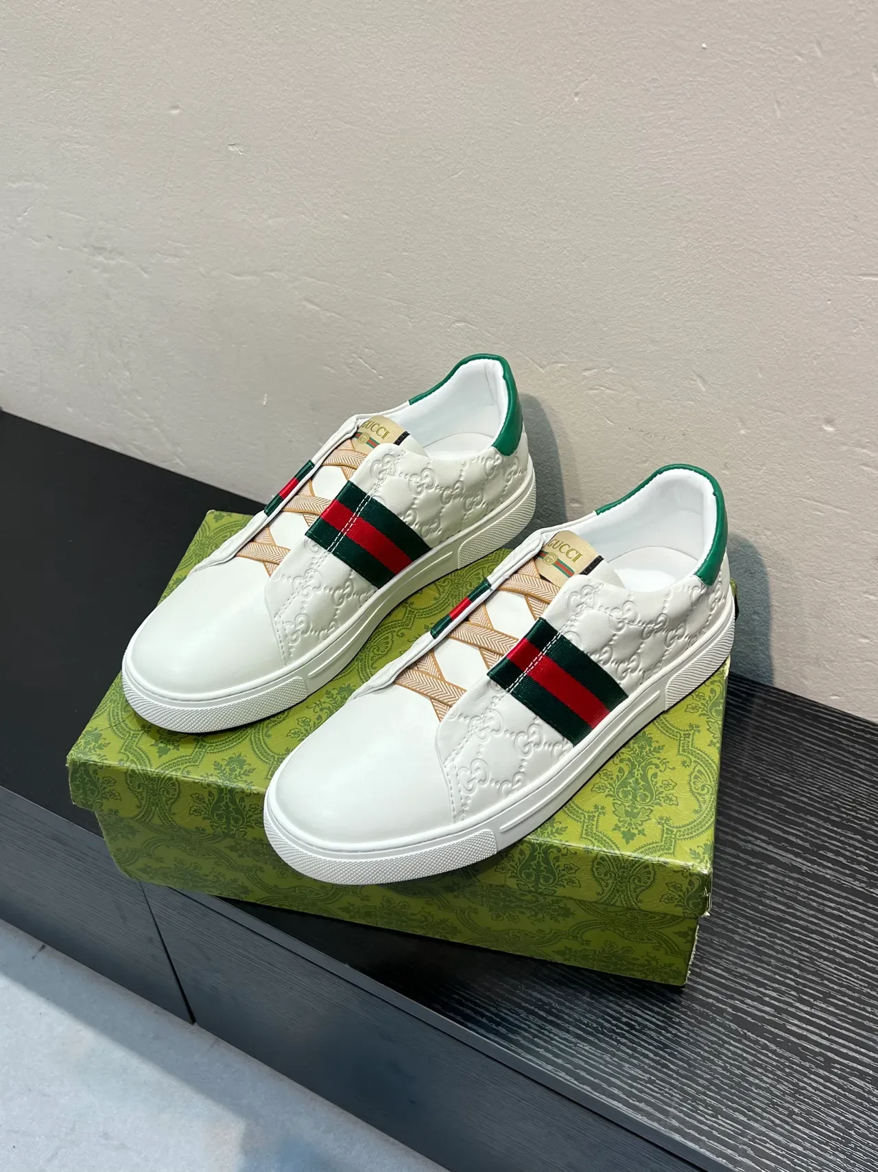 Gucci Ace Embossed GG Web Stripe Slip-On Lifestyle Sneakers 3