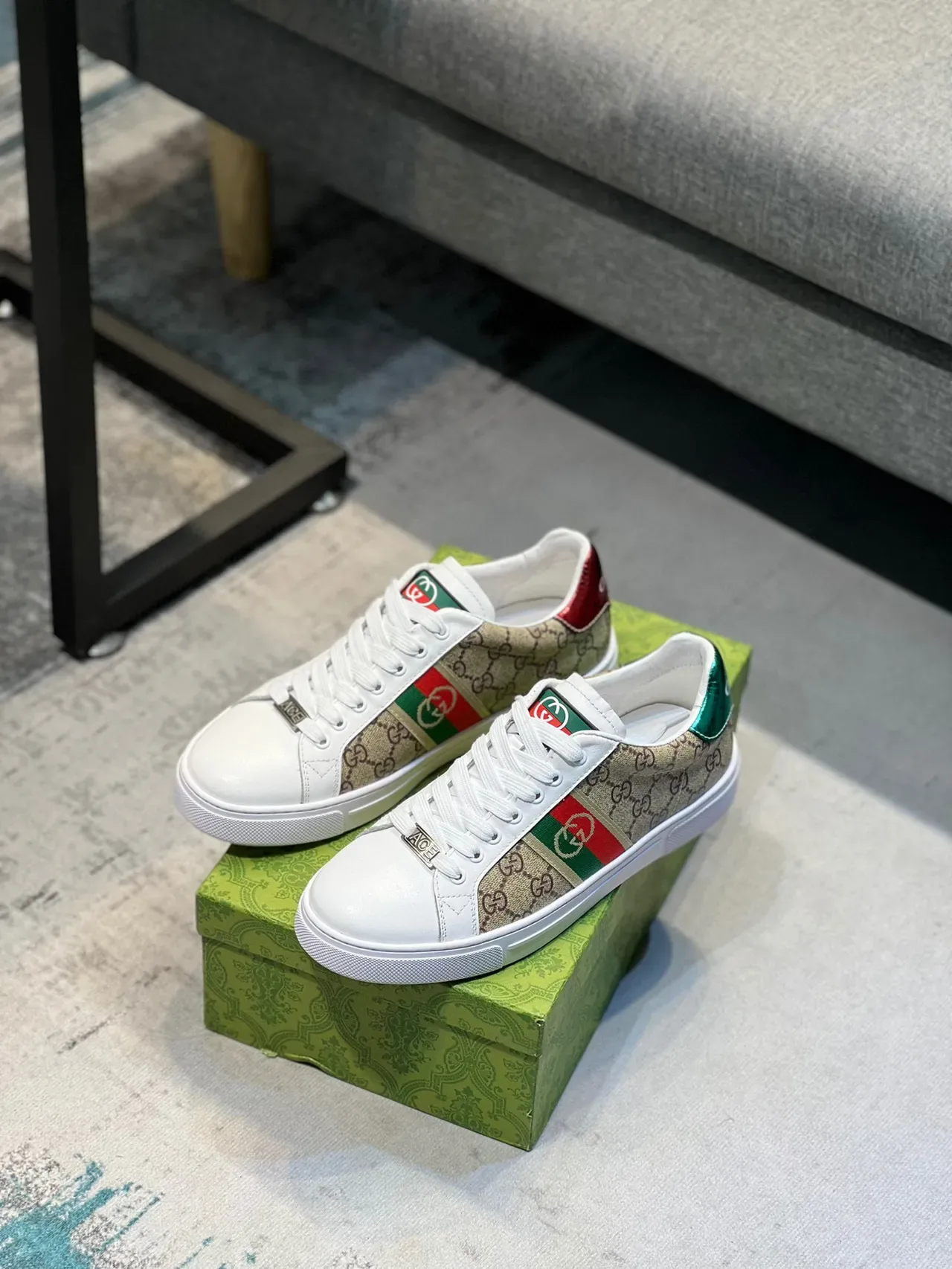 Gucci Ace GG Monogram Web Stripe 生活方式运动鞋 7