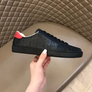 Gucci Ace GG-Stitched Zapatillas Lifestyle Negro y Rojo