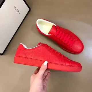 Gucci Ace Zapatillas Lifestyle Perforadas Rojas GG Monogram