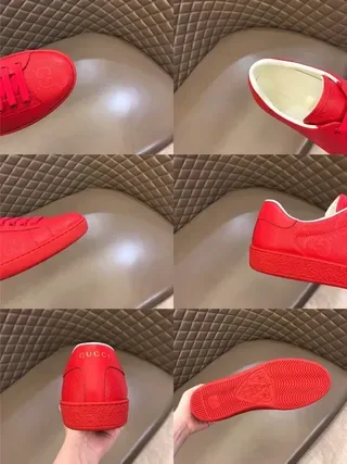 Gucci Ace أحمر مثقب GG Monogram أسلوب حياة سنيكرز 3