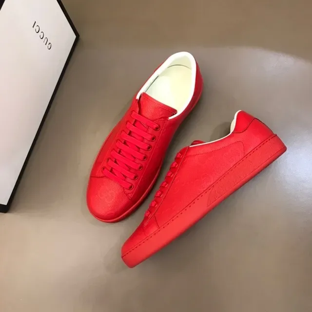 Gucci Ace أحمر مثقب GG Monogram أسلوب حياة سنيكرز 5