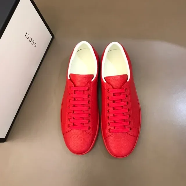 Gucci Ace أحمر مثقب GG Monogram أسلوب حياة سنيكرز 7