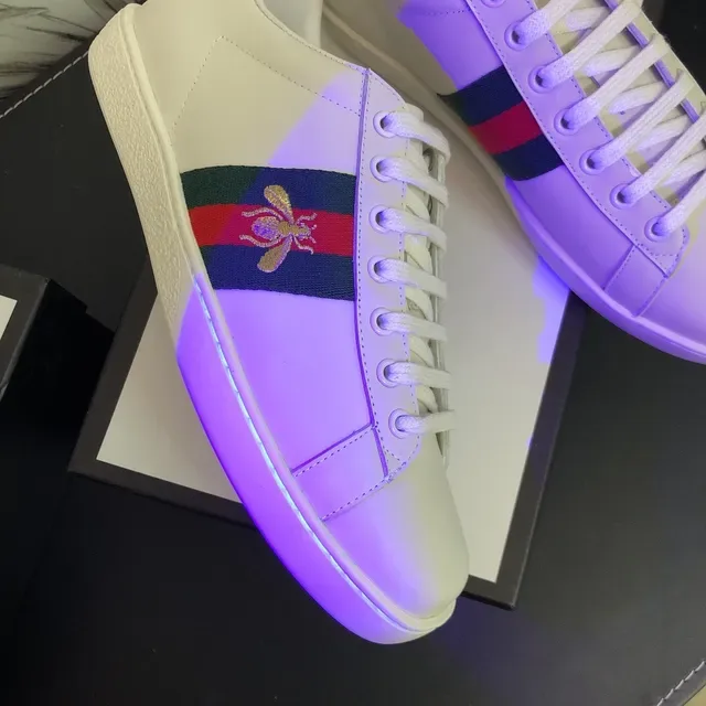 Gucci Ace White Red Green Web Stripe Bee Lifestyle Sneakers 4