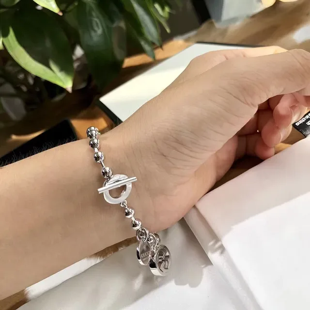 Gucci Ball-Chain Bracelet Silver Toggle Clasp Bracelet 4