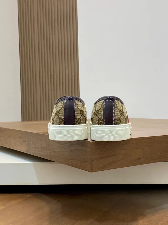 Gucci Beige Brown GG Monogram Canvas Web Stripe Lifestyle Sneakers 3