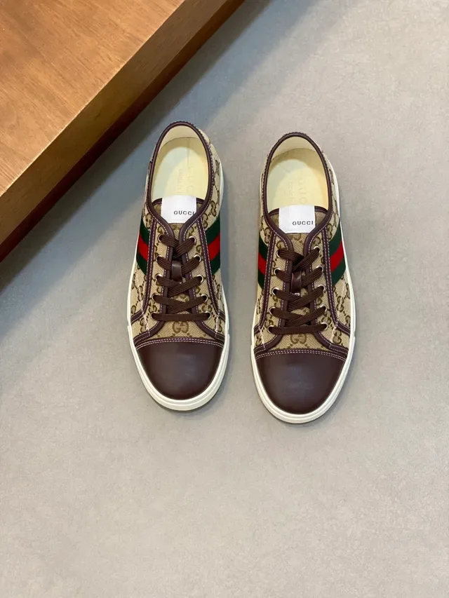 Gucci Beige Brown GG Monogram Canvas Web Stripe Lifestyle Sneakers 5