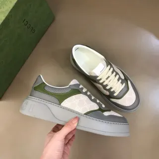 Gucci Beige Verde GG Monogram Canvas Upper Cuero Oliva Overlays Lifestyle Sneakers