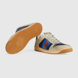 Gucci Zapatillas Lifestyle Beige Multicolor de Cuero con Punta Baja