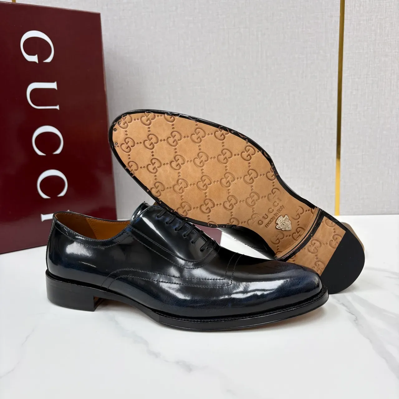 Gucci ब्लैक कैप-टो ऑक्सफोर्ड जूते 2