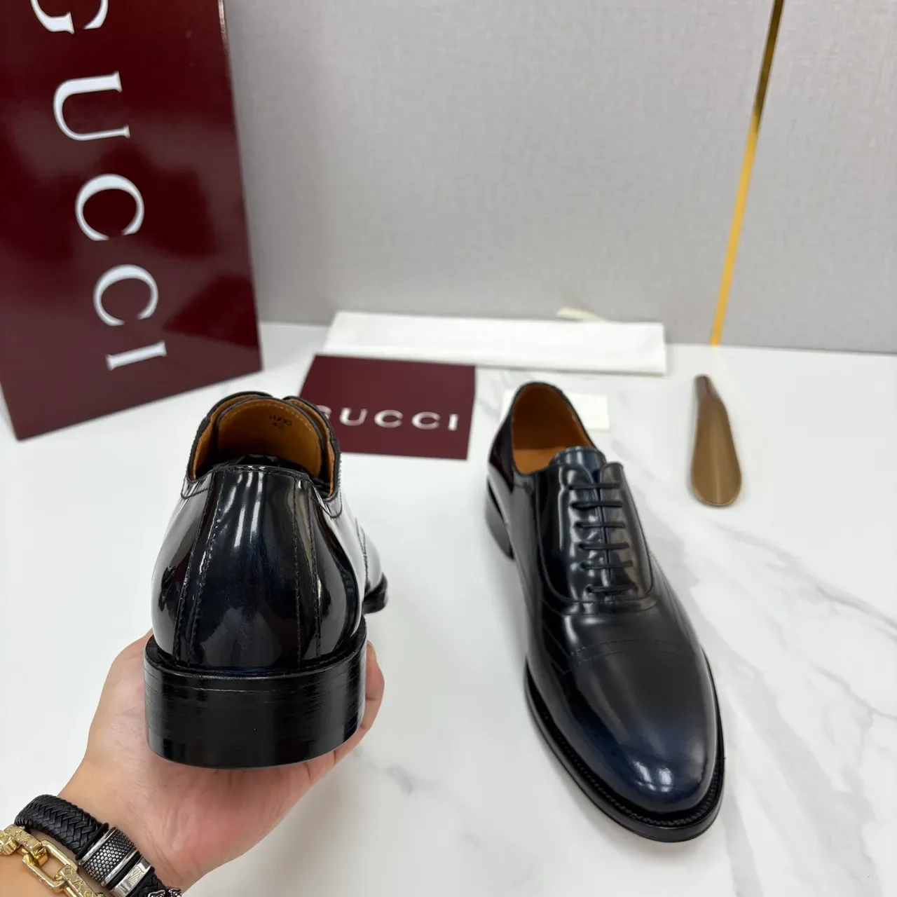 Gucci ब्लैक कैप-टो ऑक्सफोर्ड जूते 3