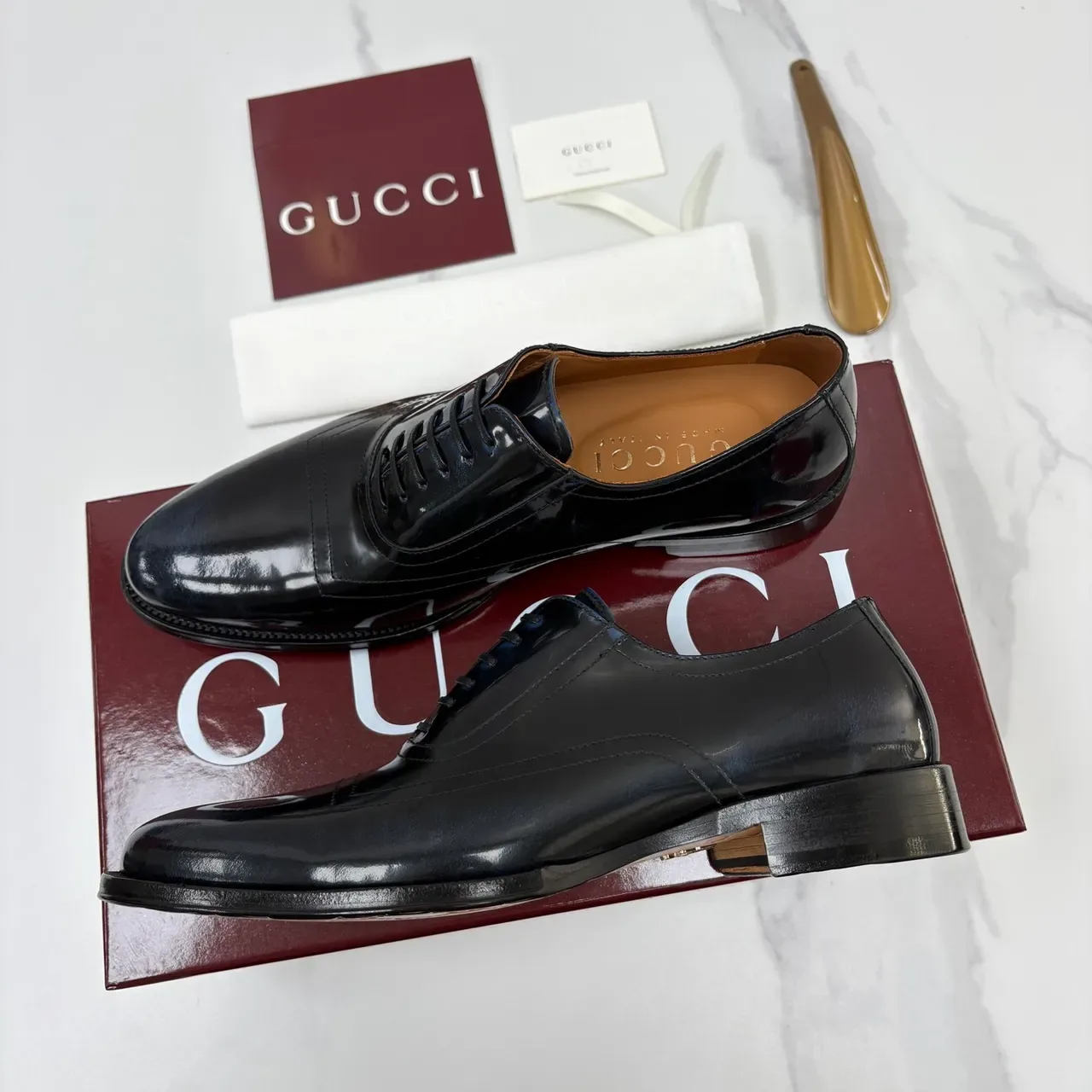 Gucci ब्लैक कैप-टो ऑक्सफोर्ड जूते 4