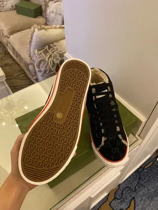 Gucci Negro Rojo High-Top GG Monograma Lona Lifestyle Sneakers 3