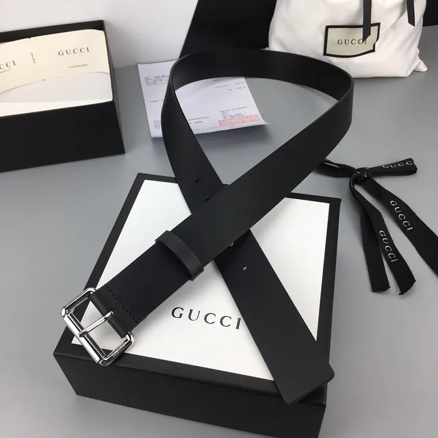 Gucci Black Silver Matte Polished Buckle Leather Belt 6