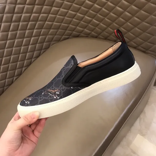 Gucci কালো সাদা GG Monogram ক্যানভাস সেলাই বাঘ ক্যাজুয়াল জুতা 5