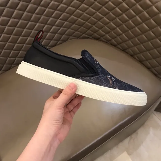 Gucci কালো সাদা GG Monogram ক্যানভাস সেলাই বাঘ ক্যাজুয়াল জুতা 9
