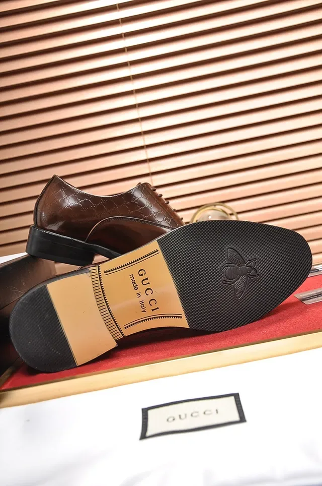 Gucci Brown GG Monogram Cap-Toe Oxford Shoes 3