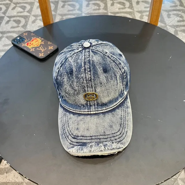Gucci Casquette de baseball en denim lavée délavée 2