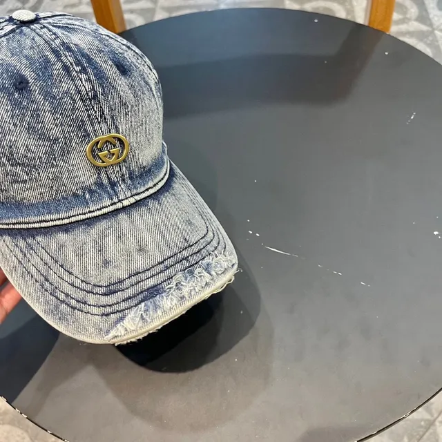 Gucci Casquette de baseball en denim lavée délavée 4