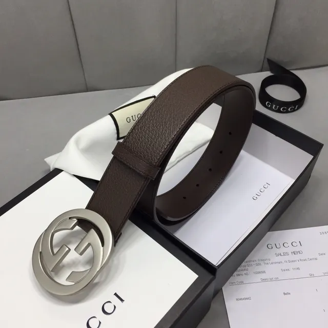 Gucci Double G Belt Brown Leather Silver-Tone Buckle Leather Belt 4