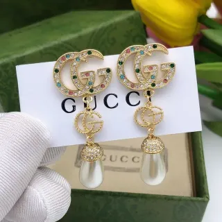 Gucci Double G Brincos de Cristal e Pérola