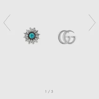 Gucci Double G أقراط أذن زهور مسمار فضي أزرق متشابكة دوارة الشمس