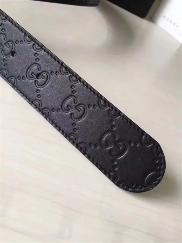 Gucci Double G Interlocking Buckle Cinto de couro preto 7