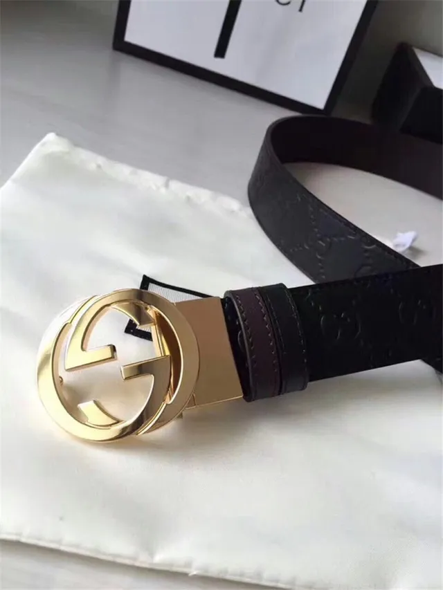 Gucci Double G Interlocking Buckle Cinto de couro preto 9