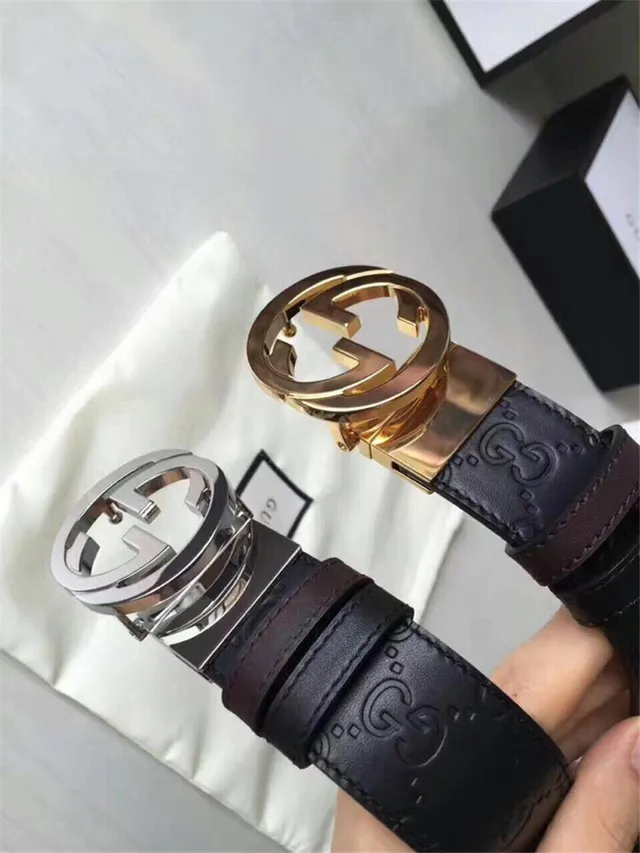 Gucci Double G Interlocking Buckle Cinto de couro preto 10