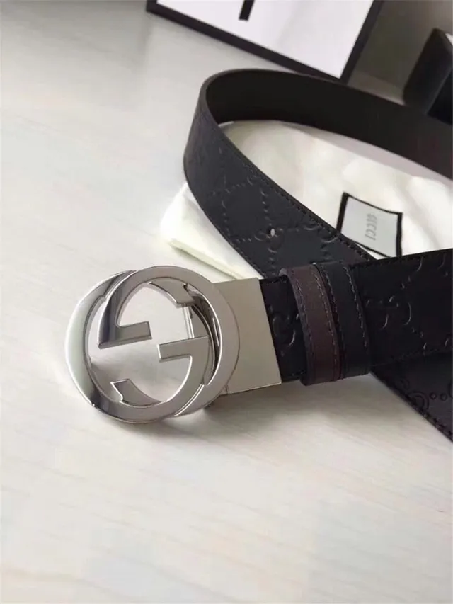 Gucci Double G Interlocking Buckle Cinto de couro preto 13