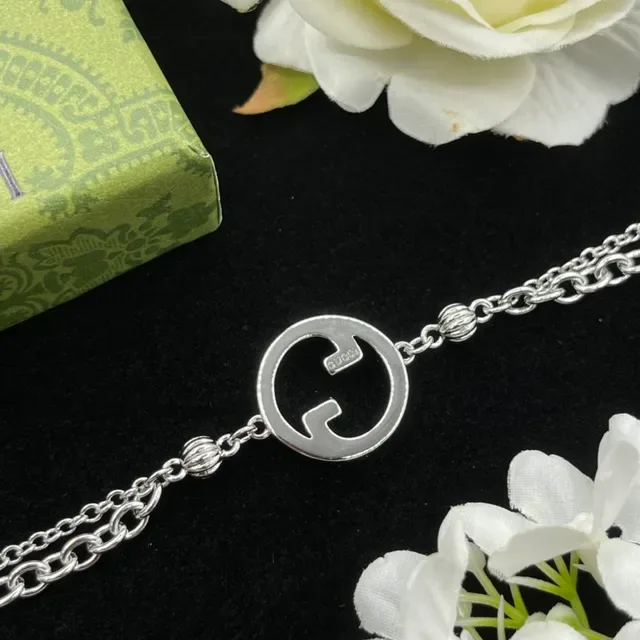 Gucci Double G Interlocking Logo Silver Double-Chain Bracelet 3