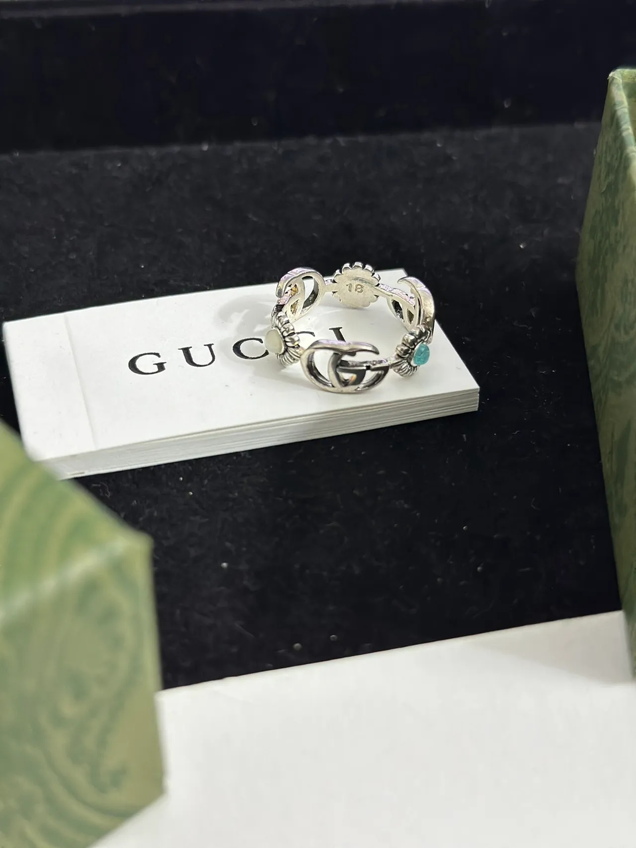 Gucci Floral Interlocking G Turquoise Ring 8