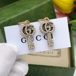 Gucci GG Key Cristal Pavé Brincos Dourado