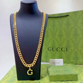 Gucci GG Marmont সোনা কালো কার্ব-লিংক চেইন মেটাল নেকলেস