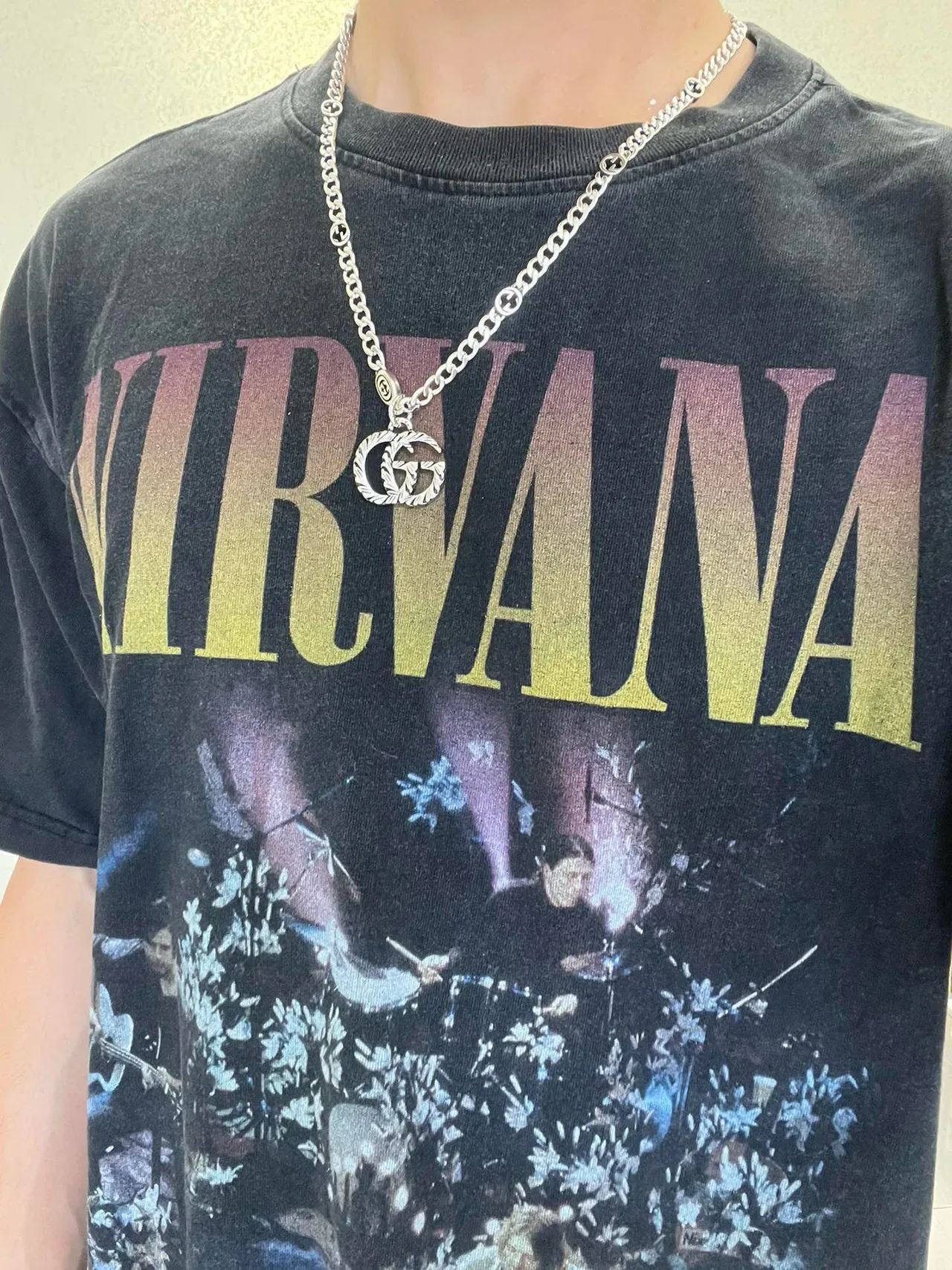 Gucci GG Marmont灵感 银黑 粗链 互锁 G 吊坠 项链 8