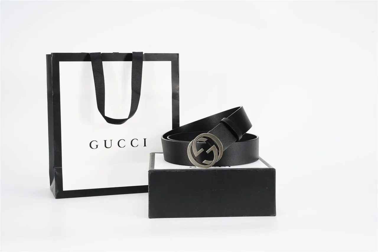 Gucci GG Marmont Interlocking G কালো চামড়ার বেল্ট 5