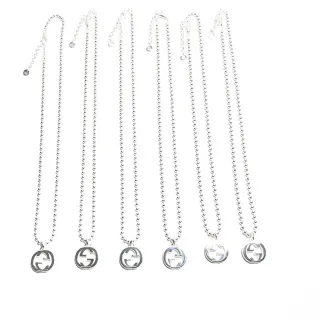 Gucci GG Marmont Interlocking G Logo Collier Chaîne à Boules Argent