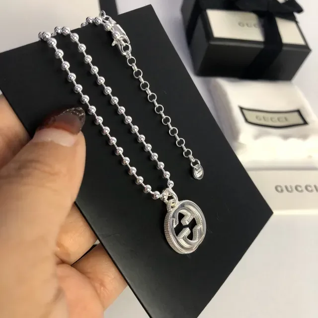 Gucci GG Marmont Interlocking G Logo Collier Chaîne à Boules Argent 5