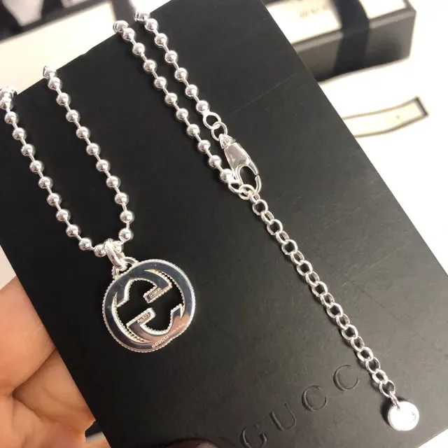 Gucci GG Marmont Interlocking G Logo Collier Chaîne à Boules Argent 6