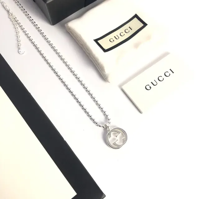 Gucci GG Marmont Interlocking G Logo Collier Chaîne à Boules Argent 7