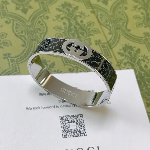 Gucci GG Marmont Interlocking G Monogram Silver and Black Bracelet 3
