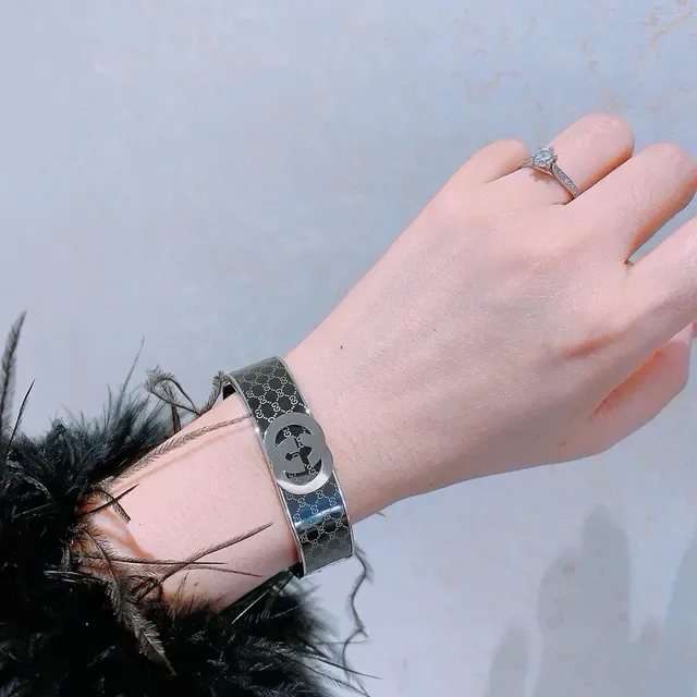 Gucci GG Marmont Interlocking G Monogram Silver and Black Bracelet 8
