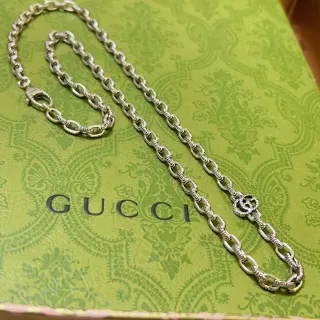Gucci GG Marmont Interlocking G রূপালী চেইন মালা