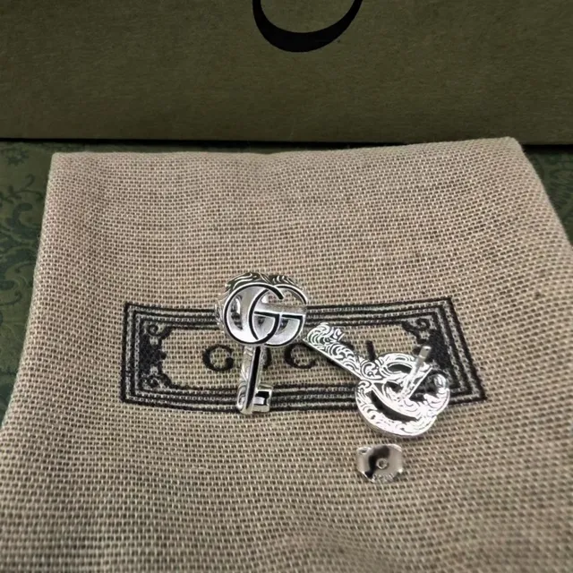 Gucci GG Marmont Key-Shaped Silver-Tone Stud Earrings 3