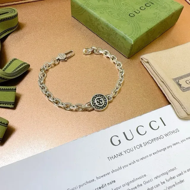 Gucci GG Marmont Medallion Silver Chain Bracelet 4