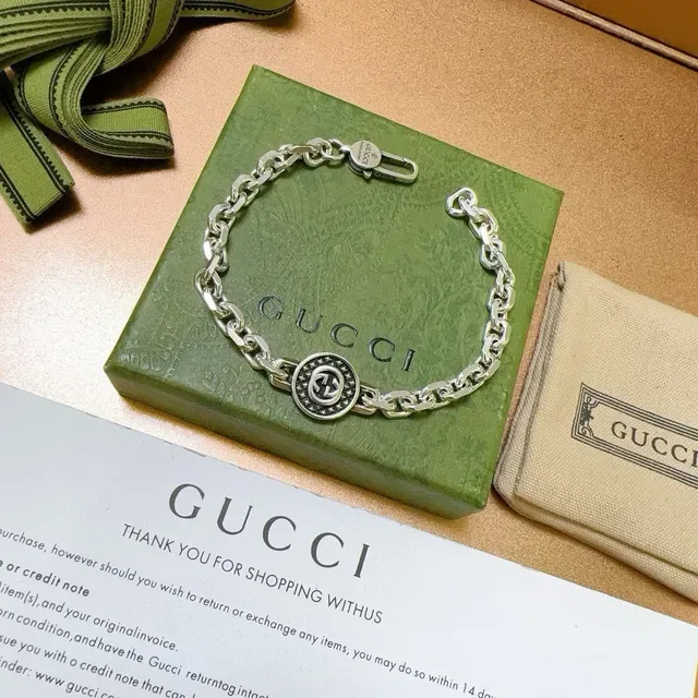 Gucci GG Marmont Medallion Silver Chain Bracelet 9