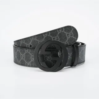 Gucci GG Marmont Monogram Canvas Black Leather Belt